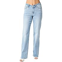 ★ ★ Women's Stretch High Rise Straight Pants J2 Judy Blue High Waist V Front Waistband Straight Fit Jeans